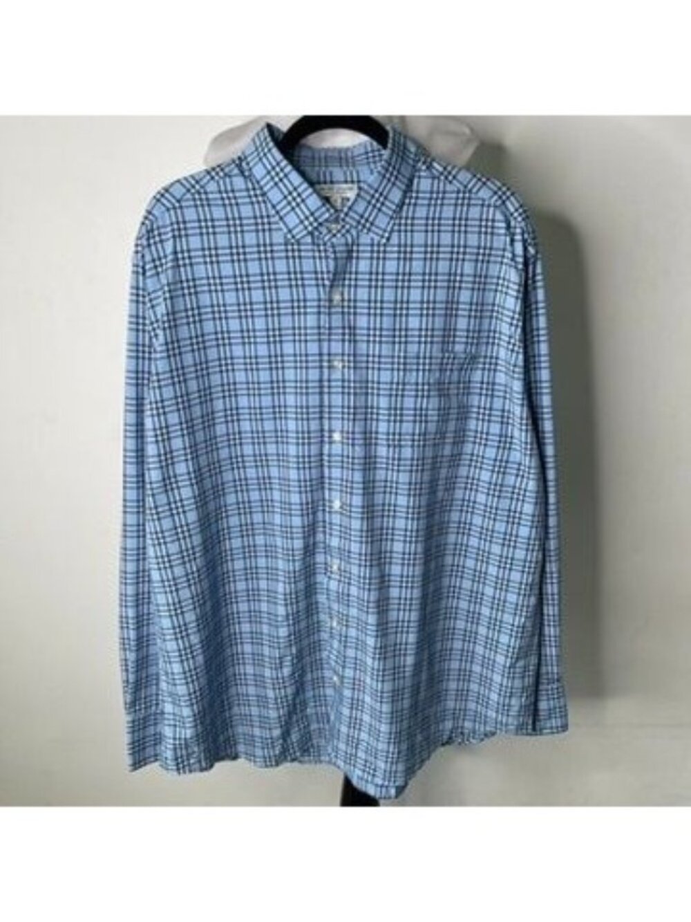 Peter Millar Summer Comfort Shirt Mens XL Blue Plaid Long Sleeve Button Front